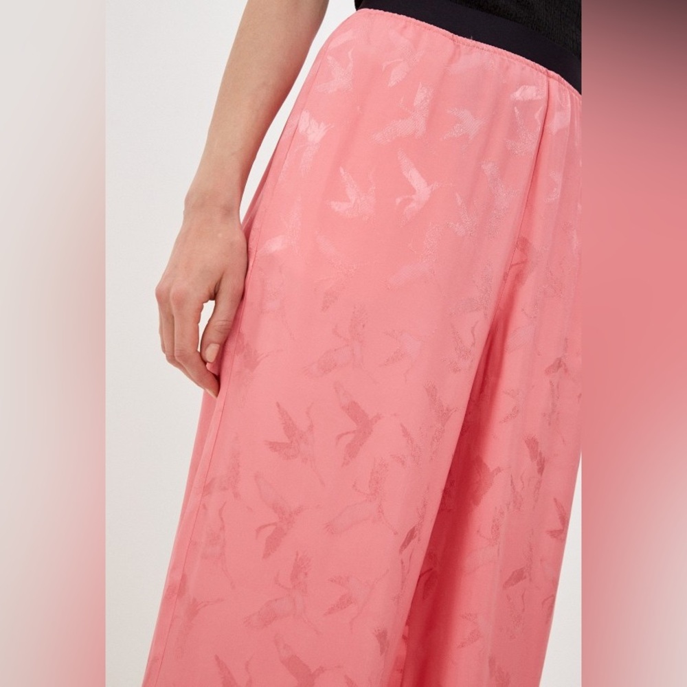 MAJE Pink Bubblegum Pala Satin-Jacquard Wide-Leg Pants. Size 36 - Picture 7 of 16